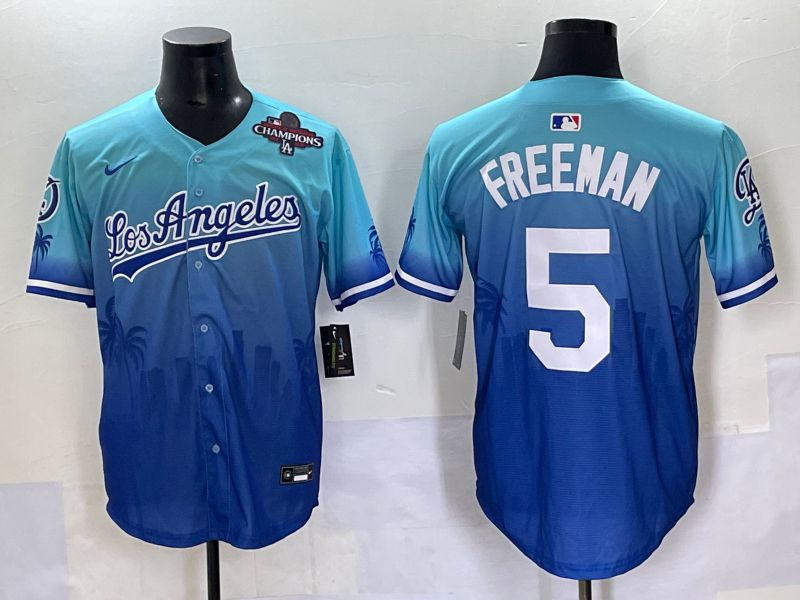 Men 2025 Los Angeles Dodgers #5 Freeman Blue Nike MLB Jersey Daoqite style 6->los angeles dodgers->MLB Jersey
